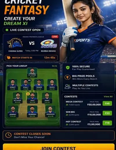 Dream77go (dream 77 game) fantasy cricket & matchday visual 3